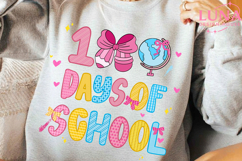 Preppy Happy 100 Days of School Png, 100 Days of School PNG Product Image 5