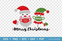 Merry Christmas 2022 SVG - Masked Santa and Elf SVG Cut File Product Image 3