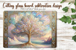 Pastel Iridescent Gold Tree glass kitchen cutting board PNG Product Image 1