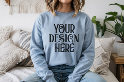Light Blue Gildan 18000 Sweatshirt Model Mockups Product Image 1