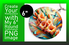 Dynamic Round Design for Keychains , Flowers Product Image 1