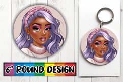 Bright Ornaments Round Sublimation, Afro Girl Product Image 1