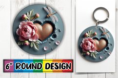 Bright Round Ornaments Sublimation PNG, 3D Heart Product Image 1