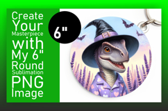 Bright Round Design PNG for Coasters , Halloween Dino Product Image 1