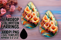 Unique Teardrop Earrings Template PNG , Flowers Product Image 1