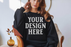 Black Gildan 18000 Crewnwck Sweatshirt Mockup, gildan 18000 Product Image 1