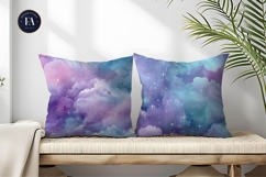 Watercolor Galaxy Pastel Purple Teal Seamless Digital Paper Product Image 2