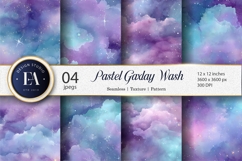 Watercolor Galaxy Pastel Purple Teal Seamless Digital Paper Product Image 1