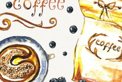 Coffee clipart, coffee cup, food clipart, watercolor coffee Product Image 3