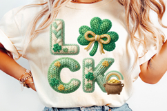 St Patrick's Day png | Luck Faux Knit Shirt Design Product Image 1