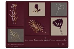 One Line Floral Clipart - Linear Art Product Image 1