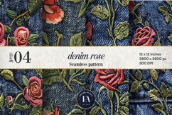 Embroidered Denim Digital Paper| Rose Denim Pattern Product Image 1