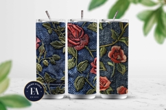 Embroidered Denim Digital Paper| Rose Denim Pattern Product Image 2