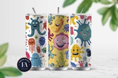 Cute baby monster Digital Paper | Spooky Bacteria Pattern Product Image 2