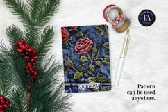 Embroidered Denim Digital Paper| Rose Denim Pattern Product Image 4