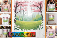 Playful TOTE BAG Art PNG, Spring Product Image 1