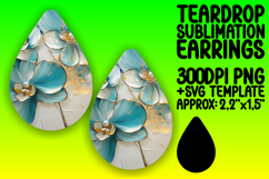 Sophisticated Teardrop Earrings PNG Artwork , 3D Flower Product Image 1