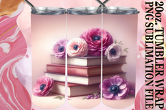 Happy Smiles 20oz tumbler wrap, Book and flower Product Image 1