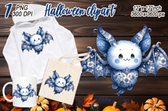 Funny Halloween bat clipart| Blue moon in night shirt design Product Image 1