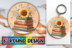 Whimsical Round Design Ornaments, Book and flower Product Image 1