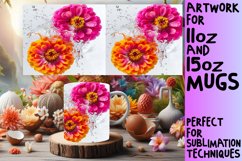 Serene Bloom: Floral Water Design Mug Wrap 11oz 15oz Product Image 1