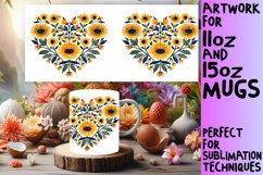 Floral Heart Pattern Mug Wrap Sublimation Product Image 1