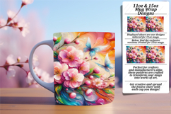 Sassy 15oz Mug Wrap Png Template , Flowers Product Image 1