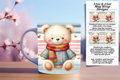 Stylish 11oz Mug Wrap Png Design , Teddy Bear Product Image 1