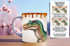 STUNNING 15oz PNG Mug Wrap Design , Cute Dino Product Image 1