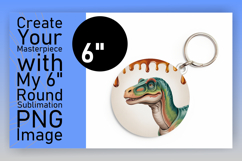 Bright Round Design Coaster PNG , Cute Dino Product Image 1