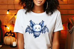 Funny Halloween bat clipart| Blue moon in night shirt design Product Image 2
