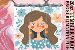 Artistic Watercolor Tumbler Wrap with Floral Portrait 20oz Product Image 1