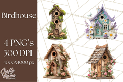 Cottagecore Birdhouse Clipart PNG, Whimsical Fairy Houses Product Image 1