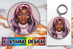Joyful Sublimation Circle Designs, Afro Girl Product Image 1