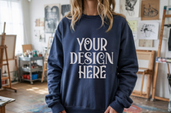 Navy Gildan 18000 Sweatshirt Model Mockups, Product Image 1