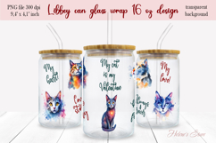 Cute Valentines cat pattern Libbey Can Glass Wrap 16oz desig Product Image 2