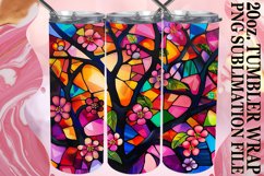 Colorful Tumbler Wrap 20oz Stained Glass Tree Design Product Image 1