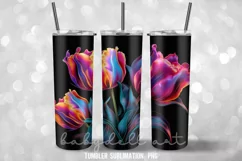 Neon Tulip Tumbler Wrap Sublimation Designs Product Image 2