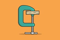 Wooden Piece in Clamp Compression tool vector illustration. Product Image 1