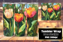 Sublimation Tumbler Wrap with Colorful Oil Flowers Product Image 1