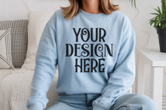 Light Blue Gildan 18000 Sweatshirt Model Mockups Product Image 1