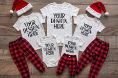 Christmas Family Matching Shirt Mockup | Cozy Boho Flat Lay Product Image 1