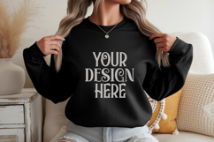Black Gildan 18000 Sweatshirt Mockup,G18000 Crewneck Sweatsh Product Image 1