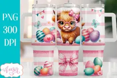 Cute Easter 40 oz tumbler wrap| Highland cow 40oz tumbler Product Image 1