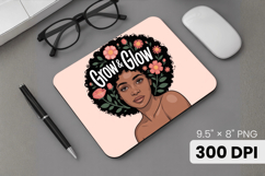 Afro Girl / Woman braided hair Mouse Pad, Black Queen PNG Product Image 1