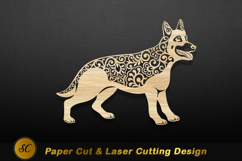 Ornate dog silhouette wood carving german shepherd Laser cut Product Image 1