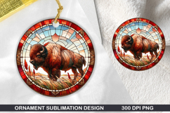 Buffalo Stained Glass Ornament PNG, Digital Download File Product Image 1