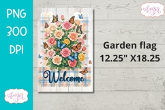 Welcome Garden Flag Sublimation Design PNG, floral flag png Product Image 2