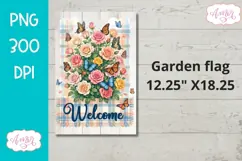 Welcome Garden Flag Sublimation Design PNG, floral flag png Product Image 2