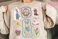 Happy Easter Bunny Png, Easter Sublimation Png, Coquette Bow Product Image 1